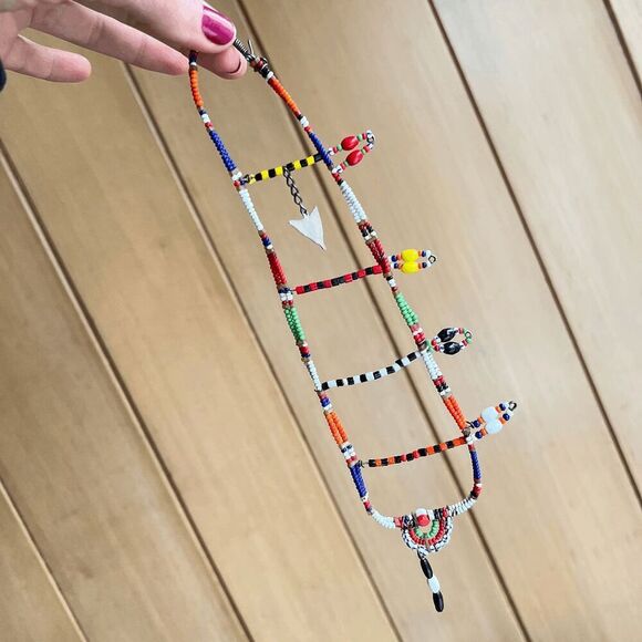 Vintage Maasai Beaded Ladder Earring – Kenyan Tribal Jewelry with Unique Story - Picture 1 of 10